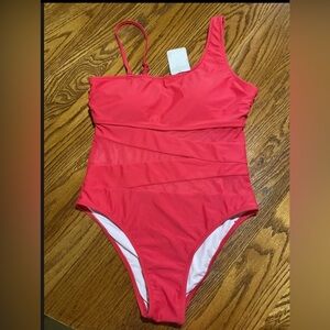 Pink Lily One Piece Swimsuit in Red.